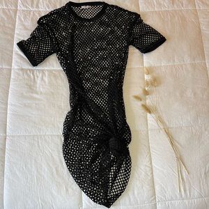 Zara black mesh crochet pearl dress/ cover up